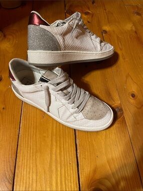 Shu-Shop Low-Top slip on Sneakers with Glitter Heel and Metallic Accent